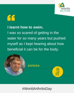 Arthritis Action member Dipesh shares how he has started swimming to support his health this World Arthritis Day